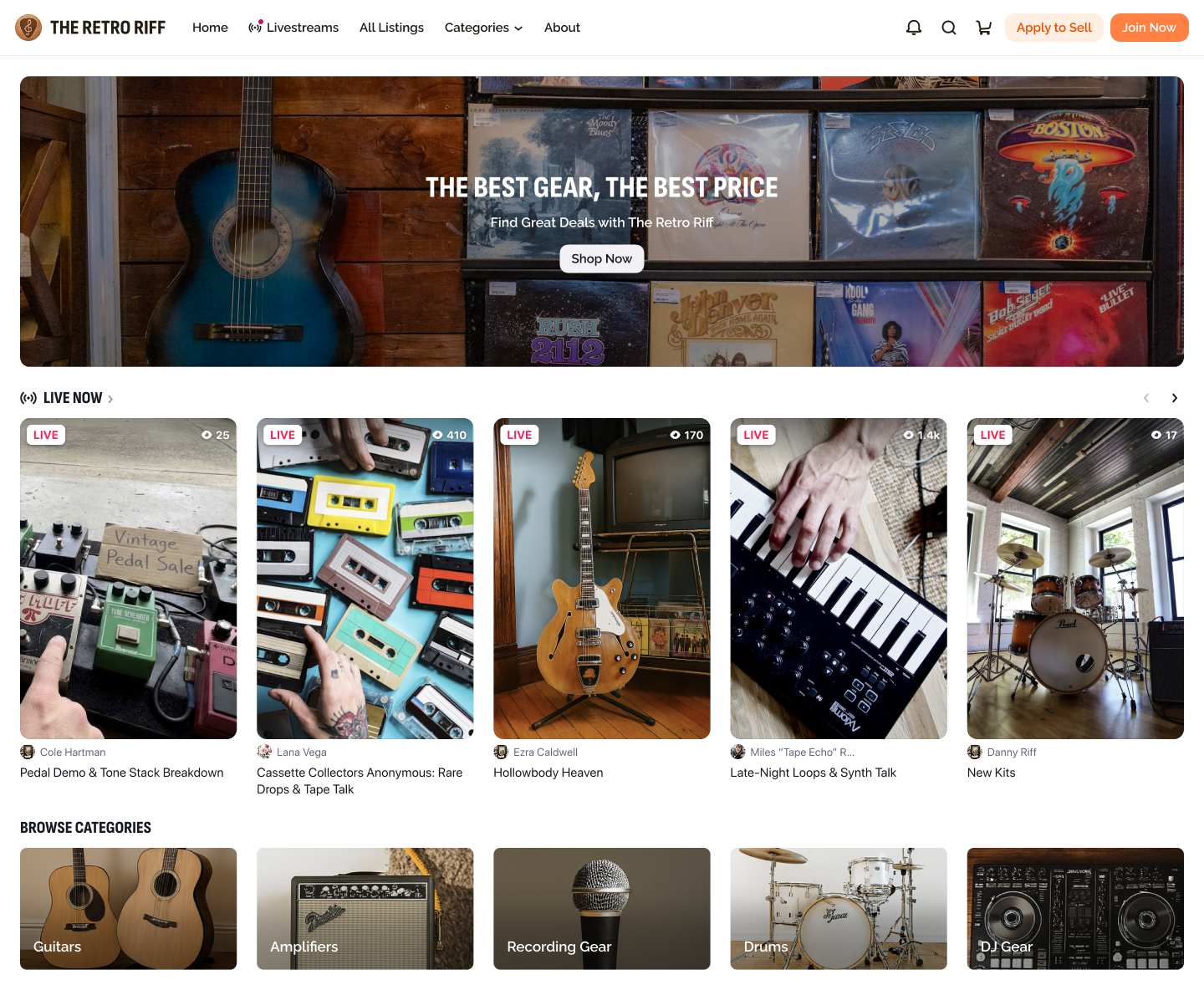 Marketplace desktop screen