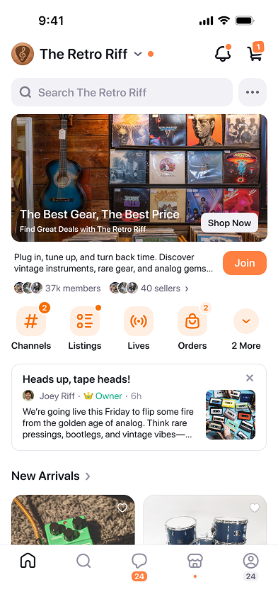 Marketplace mobile screen